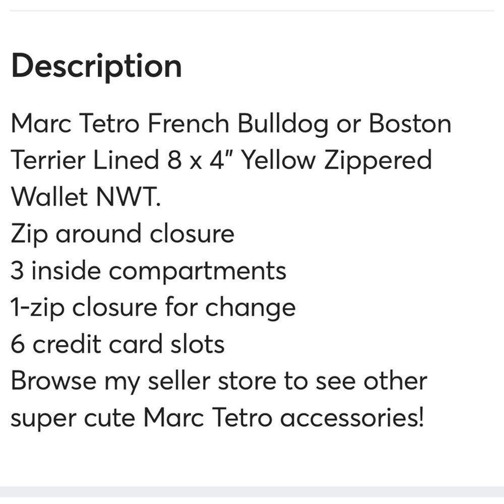 Marc Tetro French Bulldog  Lined 8x4 Yellow Zippered Wallet - Picture 4 of 4